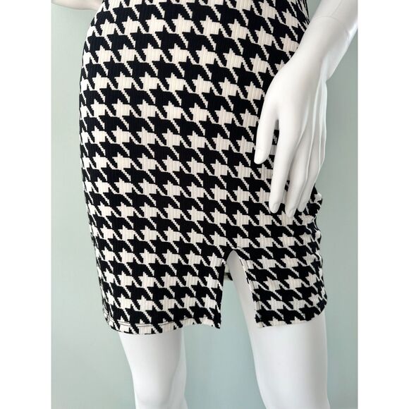 Just Polly Black and White Houndstooth Bodycon Mini Slip Dress Grunge size Small - Picture 5 of 5